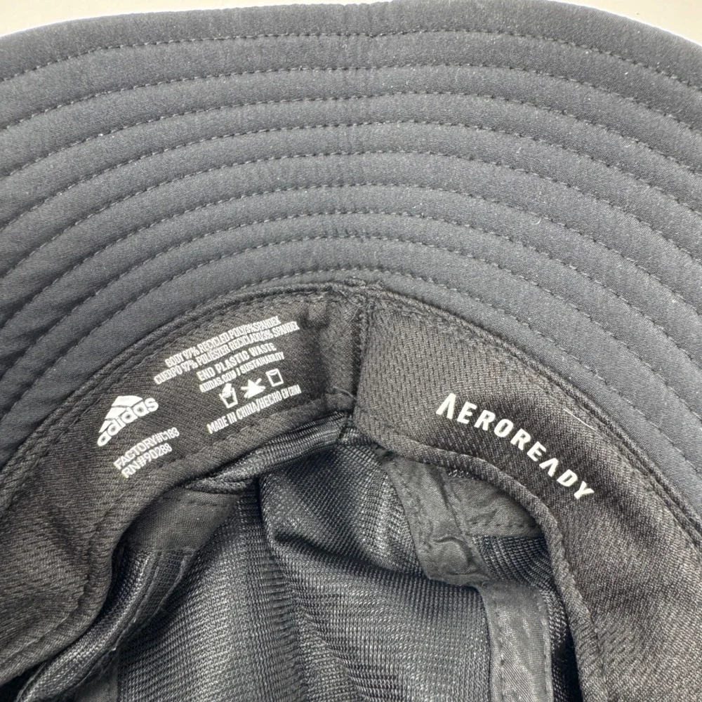 Adidas Mens Aeroready Bucket Hat Black Boonie Sun Cap with Chin Strap HC183